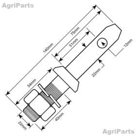 Redskabsbolt Kat. 1 med 7/8¨ UNF Gevind, 2 stk.
