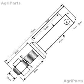 Redskabsbolt Kat. 2 med 7/8¨ UNF Gevind, 2 stk