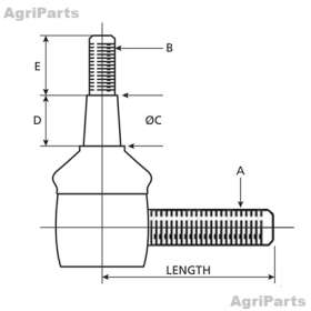 Styrekugle 3/4t Længde 66mm 