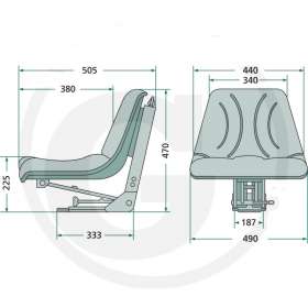Sæde til MF100 Serien - til vandret montering 